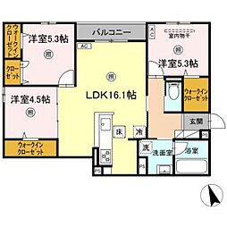 One wide 祇園 3LDKの間取図画像