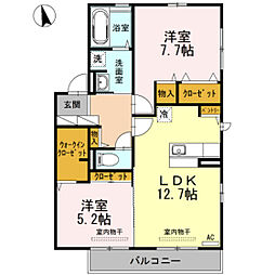リリーズB 2LDKの間取図画像