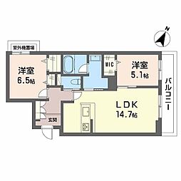 シャーメゾン上大利レジデンス 2LDKの間取図画像