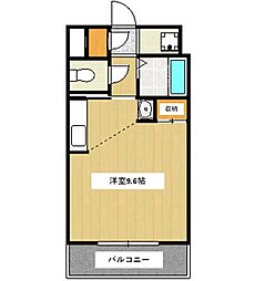 パスピエール春日 ワンルームの間取図画像