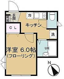 コーポ百合 1Kの間取図画像