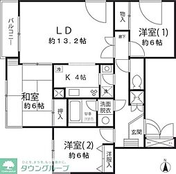 西武池袋線 中村橋駅 徒歩8分の賃貸マンション 2階3LDKの間取り