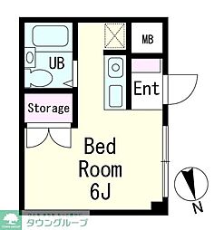 サンライズ 1階ワンルームの間取り