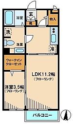 都営大江戸線 練馬春日町駅 徒歩9分の賃貸アパート 2階1LDKの間取り