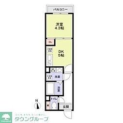 西武新宿線 東伏見駅 徒歩10分の賃貸アパート 2階1DKの間取り