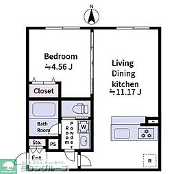 東武東上線 大山駅 徒歩10分の賃貸マンション 4階1LDKの間取り