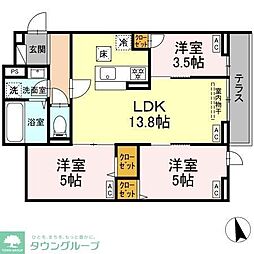 練馬区下石神井3丁目アパート 3LDKの間取図画像