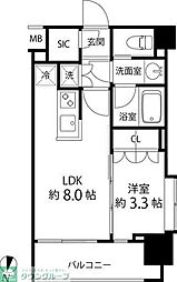 西武池袋線 椎名町駅 徒歩11分の賃貸マンション 8階1LDKの間取り