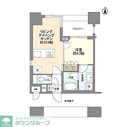 東京メトロ副都心線 要町駅 徒歩3分の賃貸マンション 12階1LDKの間取り
