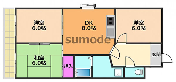 アーバンハイム ｜大阪府高槻市南庄所町(賃貸マンション3DK・3階・58.00㎡)の写真 その2