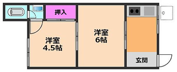 昭和台ハイツ ｜大阪府高槻市昭和台町1丁目(賃貸アパート2K・2階・27.20㎡)の写真 その2