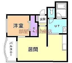 プロージェ湯の川 1LDKの間取図画像
