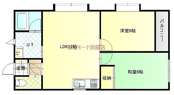 Twin Palace A 201｜北海道函館市赤川1丁目(賃貸アパート2LDK・2階・48.55㎡)の写真 その2