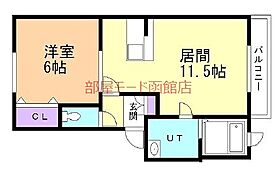 シンシアジュード 101 ｜ 北海道函館市川原町10-6（賃貸アパート1LDK・1階・38.96㎡） その2