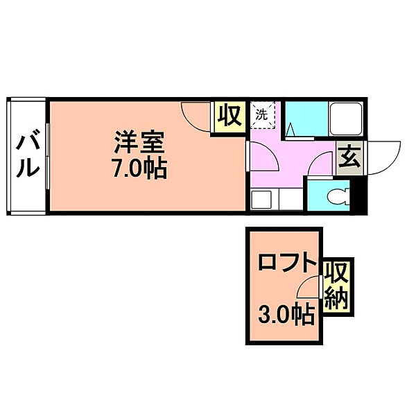 福岡県久留米市野中町(賃貸アパート1K・1階・22.00㎡)の写真 その2