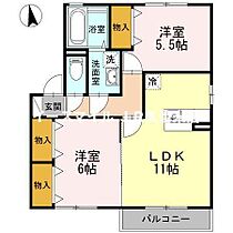 クレセントコートB棟 205号 ｜ 福岡県八女郡広川町大字吉常438-1（賃貸アパート2LDK・2階・55.45㎡） その2