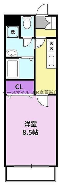 サンセットヒルズ 403｜福岡県久留米市東合川新町(賃貸アパート1K・4階・32.00㎡)の写真 その2