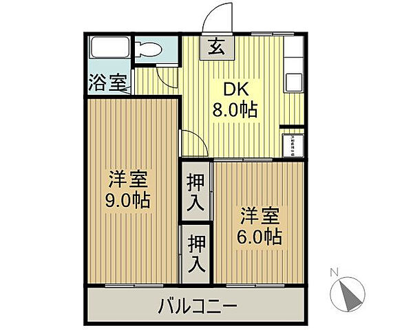 福岡県久留米市城島町江島(賃貸アパート2DK・2階・46.37㎡)の写真 その2