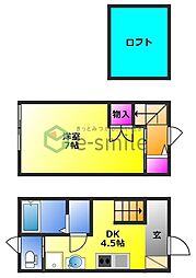 LOFT 一條（ロフトイチジョウ） 1階1DKの間取り