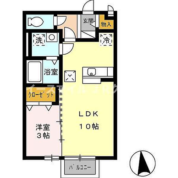 福岡県久留米市東合川4丁目(賃貸アパート1LDK・1階・33.39㎡)の写真 その2