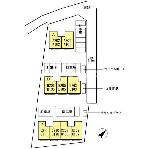 レジデンス21TH Ｃ棟 211｜福岡県久留米市津福本町(賃貸アパート3DK・2階・50.39㎡)の写真 その3