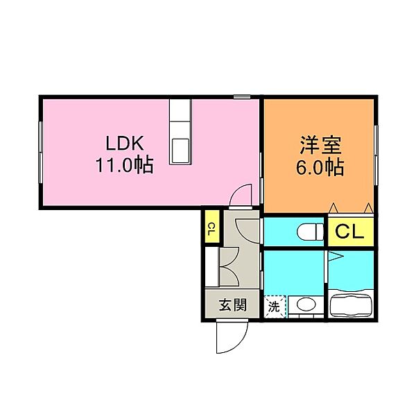 クラヴィエ小森野 ｜福岡県久留米市小森野4丁目(賃貸アパート1LDK・1階・40.50㎡)の写真 その2