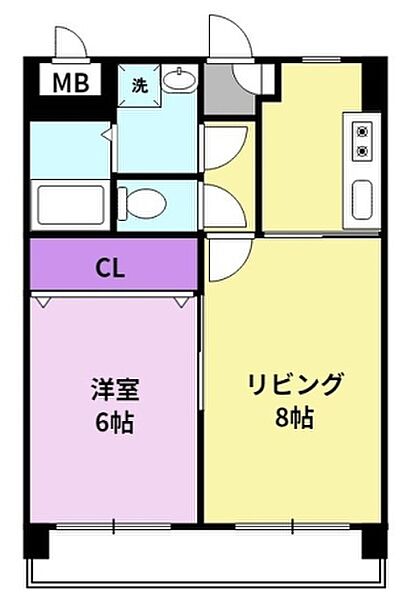 福岡県久留米市新合川1丁目(賃貸マンション1LDK・4階・38.80㎡)の写真 その2