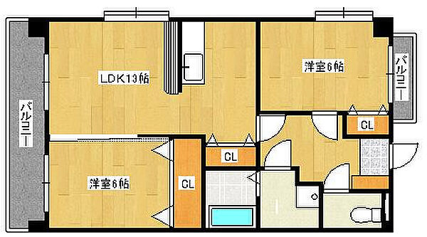 福岡県久留米市合川町(賃貸マンション2LDK・1階・60.76㎡)の写真 その2