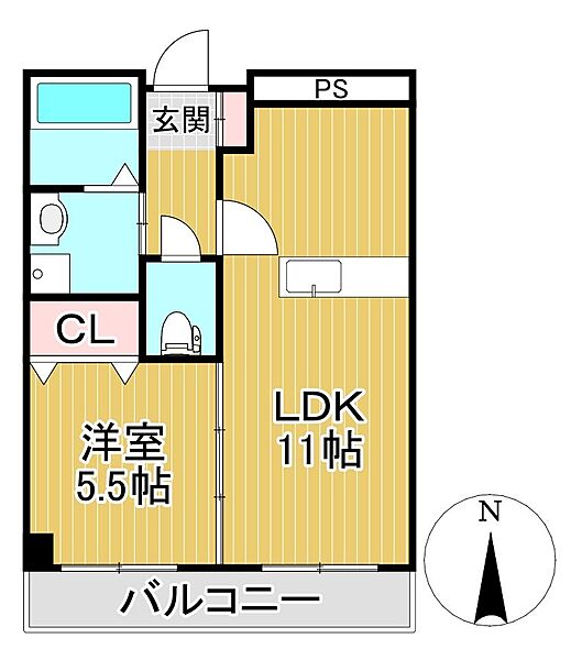 福岡県久留米市合川町(賃貸マンション1LDK・3階・40.27㎡)の写真 その2