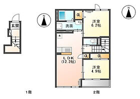 福岡県久留米市東合川7丁目9-10（賃貸アパート2LDK・2階・56.73㎡） その2