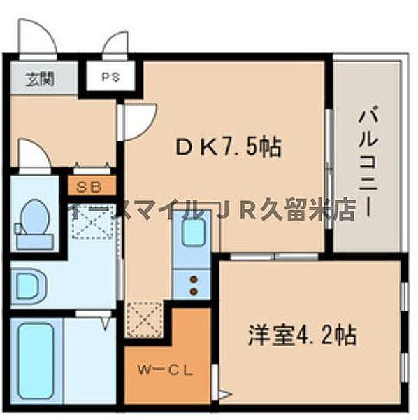 福岡県久留米市通町(賃貸アパート1LDK・2階・31.19㎡)の写真 その2