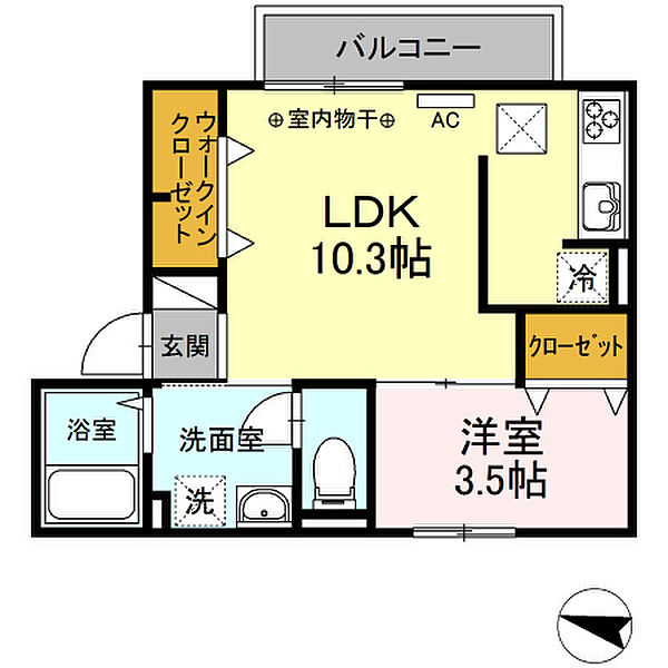 リプル ｜福岡県久留米市津福本町(賃貸アパート1LDK・2階・35.32㎡)の写真 その3