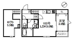 スピカ 2階1LDKの間取り