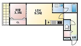 福岡県久留米市西町1186-6（賃貸アパート1LDK・1階・34.38㎡） その2