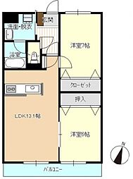 サンフォーレ 2LDKの間取図画像