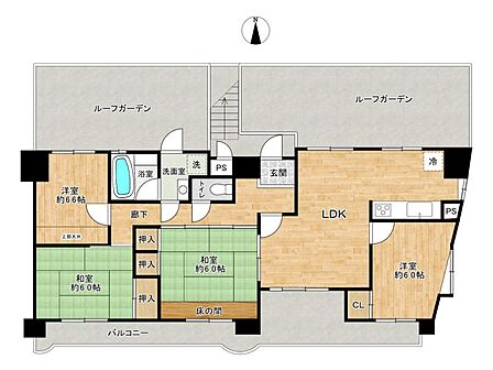 最上階の角部屋!ルーフバルコニー付きのお部屋です!※一部CG加工により残置物を除去しています。