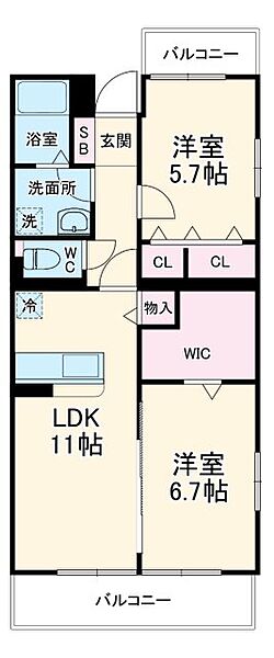 エクセレント中原 401｜静岡県静岡市駿河区中原(賃貸マンション2LDK・4階・58.45㎡)の写真 その2