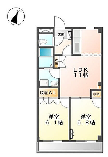 ロジュモ 202｜静岡県静岡市駿河区大谷３丁目(賃貸マンション2LDK・2階・51.30㎡)の写真 その2