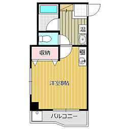 ビラフィオレ 6階1Kの間取り