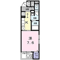 グランディー豊原町 3階1Kの間取り