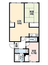 コンフォート・ウンノ 2LDKの間取図画像