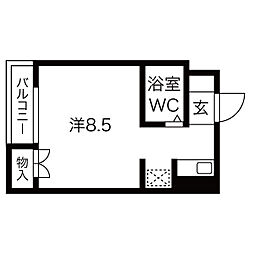 泉町ハイツ ワンルームの間取図画像