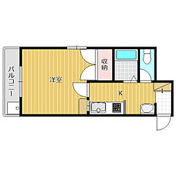 音羽ハイム 1Kの間取図画像