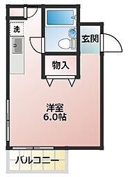 桜館6 ワンルームの間取図画像