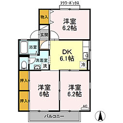 グランシャリオ2 3DKの間取図画像
