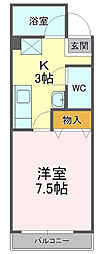 桜館10 1Kの間取図画像