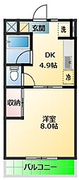 ハーモニー97 1DKの間取図画像
