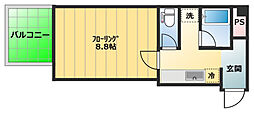 稲川うおとう 1Kの間取図画像