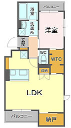 グリシーヌ駒形 1LDKの間取図画像