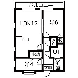 ユーフォリア北 2LDKの間取図画像